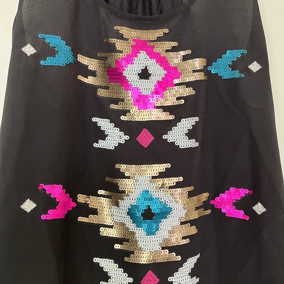 Rock & Republic Native Funk & Flash Sequins Black Tank Top Sleeveless Shirt S - Picture 10 of 10